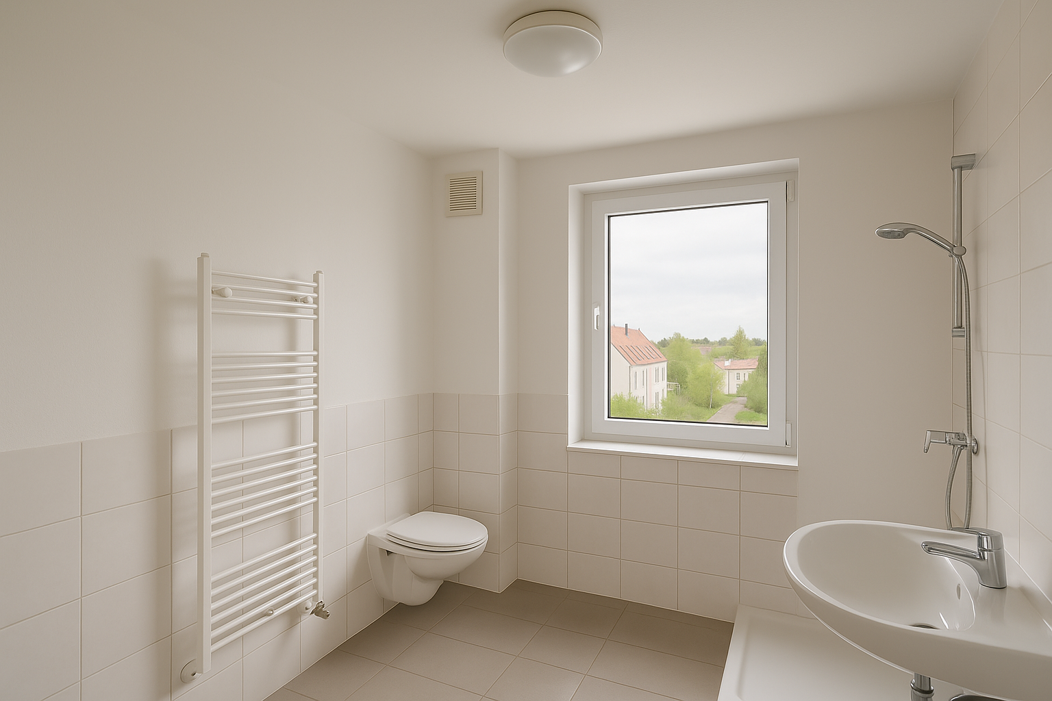 Frisch renoviertes bad/wand im Saarland — Schimmelbeseitigung durch Thomas Jung abgeschlossen