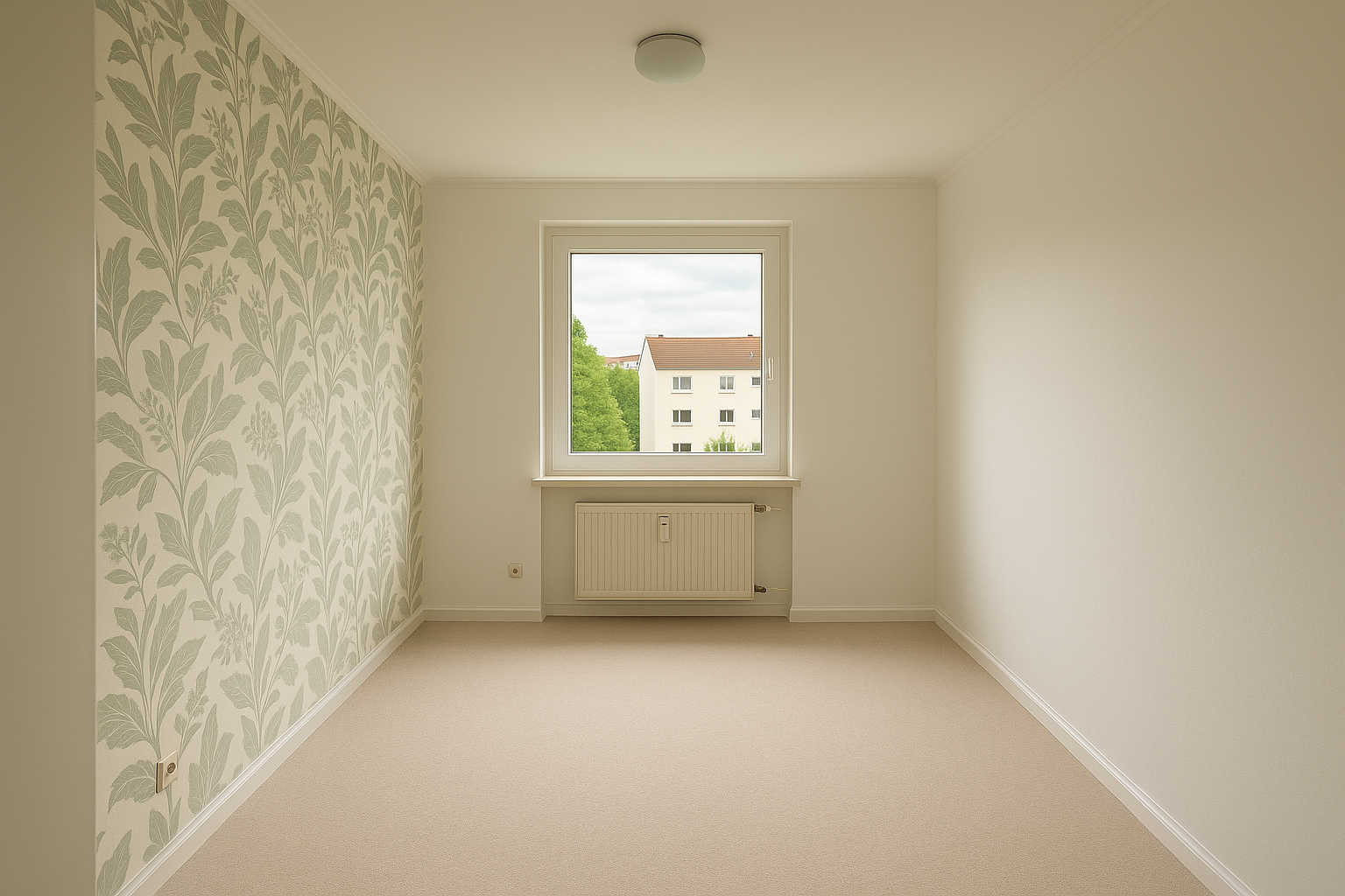 Frisch renoviertes wohnzimmer im Saarland — Tapezierarbeiten durch Thomas Jung abgeschlossen