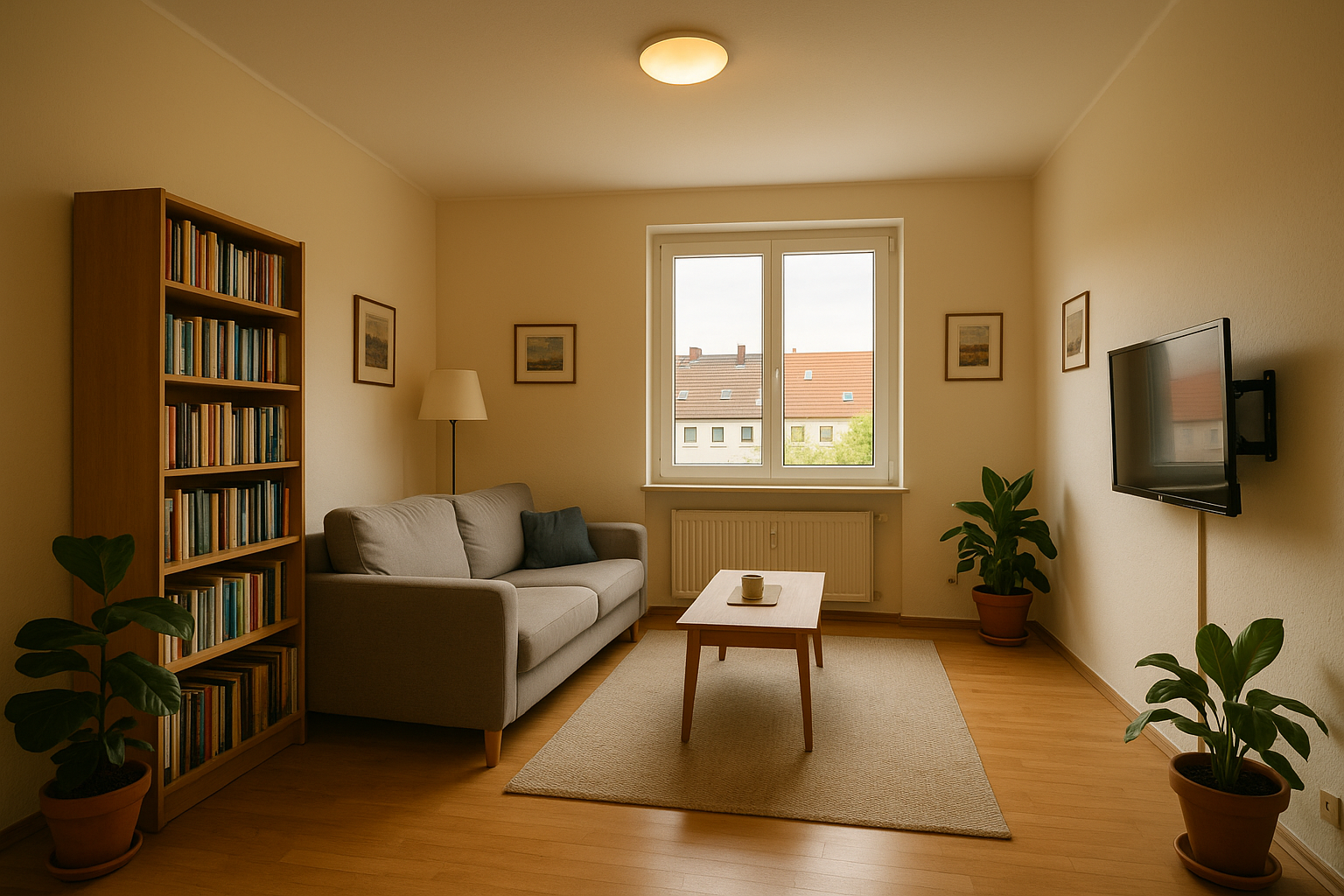 Wohnzimmer im Saarland vor Ein- und Ausräumservice — The room is fully furnished before the move: sofa vor Renovierung