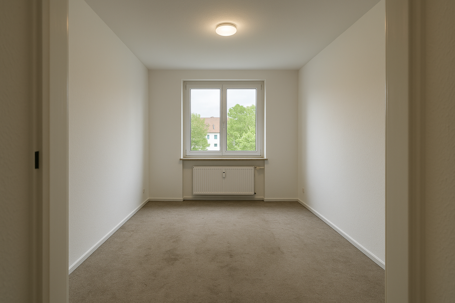 Wohnzimmer im Saarland vor Parkett verlegen — The floor is the only problem: old, worn wall-to-w vor Renovierung